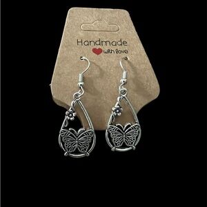 Butterfly pendant dangle earrings